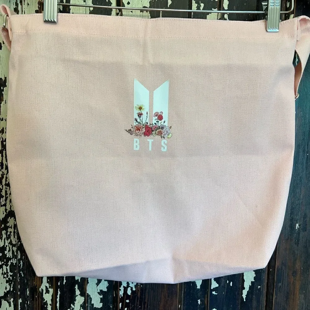 NWOT BTS Merchandise Canvas Shoulder Bag Hobo Crossbody Handbag Casual Tote.